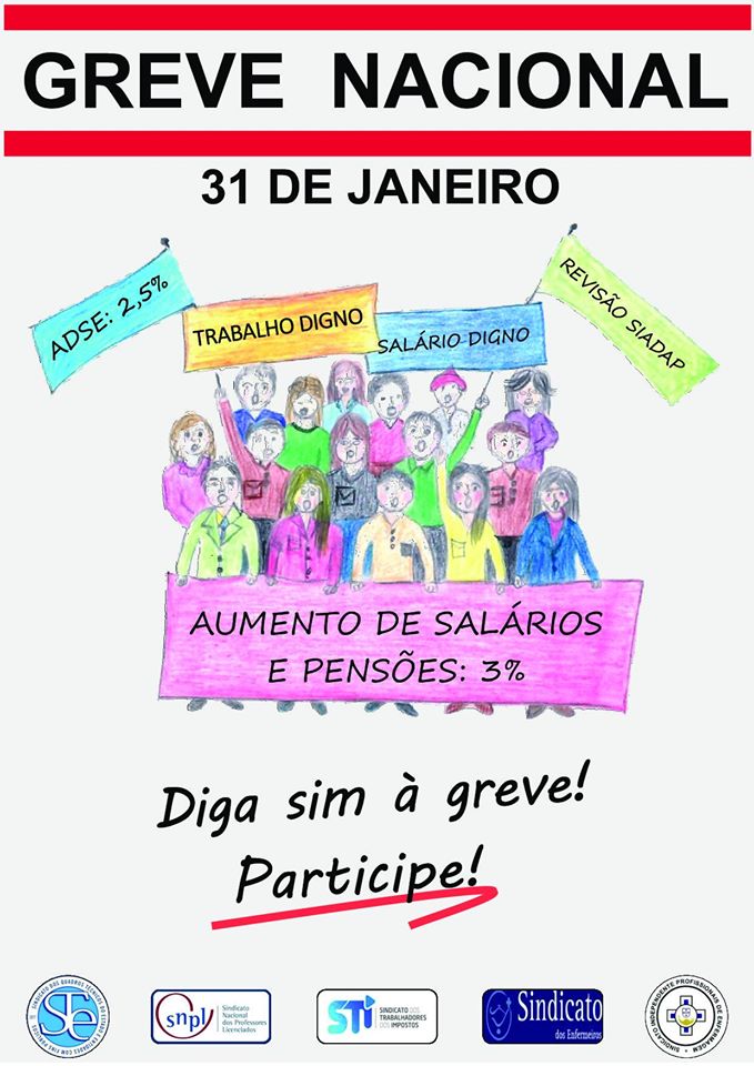 cartaz greve 31 de janeiro